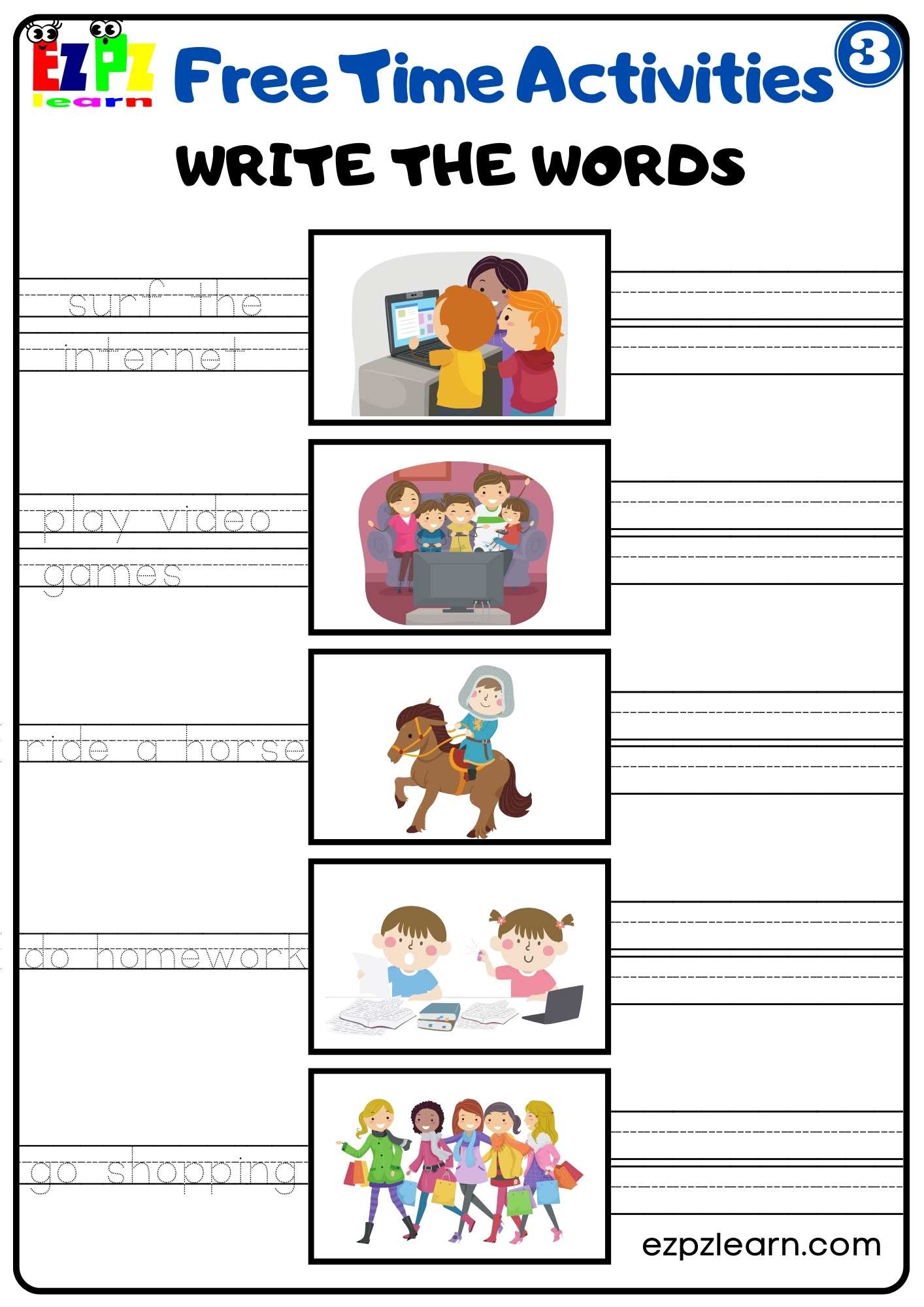 Write the Words Worksheet for ESL and K5 Students PDF Download Free